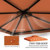 Outsunny Gazebo Replacement Canopy 3x3 m-Rusty Red(m-4)