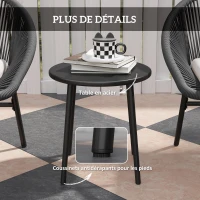Outsunny Ensemble salon de jardin pour 2 personnes avec coussins d'assise moelleux avec corde en résine tressée et acier époxy(m-7)