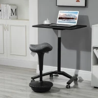 Vinsetto Bürohocker mit Schwenkfunktion, ergonomischer Hocker, höhenverstellbar 65,5-83,5 cm 120° neigbar Grau(m-2)