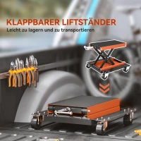 HOMCOM Podnośnik Motocyklowy 500 kg Nośności Regulowany 135-390 mm Stalowy w Kolorze Pomarańczowym(m-9)