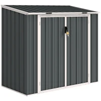 Outsunny 5ft x 3ft Garden 2-Bin Steel Storage Shed, Double Rubbish Storage Shed, Hide Dustbin w/ Locking Doors and Openable Lid(m-1)