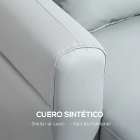 HOMCOM Sofá de 2 Plazas con Tapizado de Cuero Sintético Acolchado Grueso y Patas de Madera para Salón 117x78x78 cm Gris(m-7)