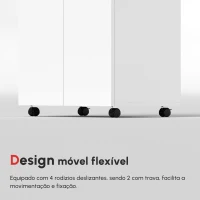 HOMCOM Armário de Armazenamento Moderno Móvel para Armazenamento com Rodas Armário e Prateleiras 60x35x65cm Branco(m-9)