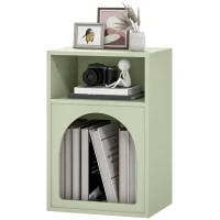 HOMCOM Bedside Table with 2 Open Compartments - Light Green(m-11)