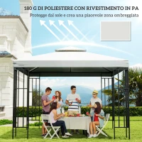 Outsunny Copertura per Gazebo da Giardino Tetto Sostitutivo Anti-UV Impermeabile in Poliestere 3x3m Crema(m-7)