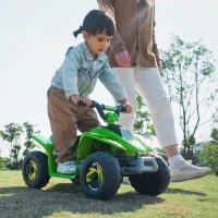 HOMCOM Quad Elettrico per Bambini con Batteria Ricaricabile 6V e Marcia Avanti e Indietro, 72x40x45.5 cm, Verde(m-9)
