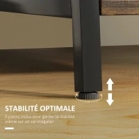 HOMCOM Bureau d'ordinateur, bureau avec rangement  industriel 120 x 60 cm, 2 étagères et cadre en acier, marron(m-6)