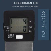 HOMCOM Stepper Fitness cu Maner, Bante Elastice, LCD, Oțel/ABS, Argintiu-Negru(m-4)