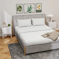 HOMCOM Pack de 2 Mesitas de Noche Estrechas con 2 Cajones Apertura por Presión y Patas de Acero 40x30x55 cm Blanco(m-2)