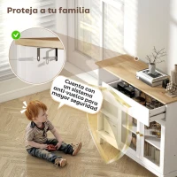 HOMCOM Aparador para Salón con 2 Puertas de Vidrio Cajón Compartimentos Abiertos y Estantes Ajustables 100x35x80,3 cm Blanco(m-8)