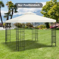 Outsunny Ersatzdach für Pavillon 3x3m wasserabweisend Pavillondach für Metallpavillon Pavillon Ersatzdach Gartenpavillon Partyzelt Gartenzelt Polyester Cremeweiß(m-2)