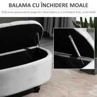 HOMCOM Bancă cu Depozitare la Piciorul Patului, Tapițată în Catifea, 120x46x42 cm, Gri(m-5)