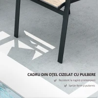 Outsunny Bancă de Grădină cu 2 Locuri și Masă Centrală din Sticlă, Maro și Negru(m-8)