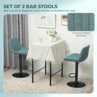 HOMCOM Set of Two Linen-Look Bar Stools - Blue(m-4)