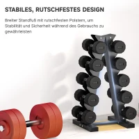 SPORTNOW Hantelständer für 10 Kurzhanteln, 5 Ebenen, stabiles Stahlgestell, bis 100 kg, schwarz, 66 x 35 x 33 cm(m-6)