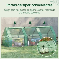 Outsunny Estufa de Jardim Terraço 270x90x90 cm Tipo Casa Tubo de Aço com 3 Janelas Estufa Pequena para Cultivo de Plantas Verde(m-7)