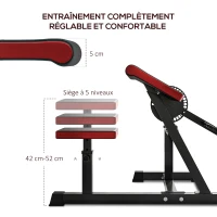 SPORTNOW Banc de musculation pour biceps, machine à biceps/triceps 2-en-1 hauteur de l'assise réglable 5 niveaux 105x95x80cm noir(m-5)