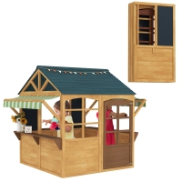 Casetta Per Bambini In Legno Con Fioriere - Gioco Da Esterno Per Età 3-8 Anni, 114x126x135 Cm, Colorata - Foto 9