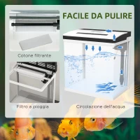 PawHut Acquario 28L a Illuminazione LED con Fori di Ventilazione e Pompa, in Vetro e ABS, 38x26x38cm(m-6)