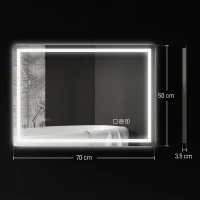 HOMCOM Oglindă Baie Antiaburire cu Lumină LED și Difuzor Bluetooth 50x70 cm(m-3)
