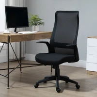 Vinsetto kantoorstoel hoofdsteun stoel voor kantoor aan huis in hoogte verstelbare bureaustoel ergonomisch 360° zwenkwielen kantoor schuimstof nylon zwart 62 x 62 x 113-122 cm(m-12)