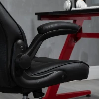 Vinsetto gamestoel ergonomische computerstoel bureaustoel bureaustoel met schommelfunctie en lendenkussen bureaustoel in hoogte verstelbaar, gepolsterde metalen zitting, zwart 67x75x112 cm(m-12)
