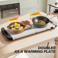 HOMCOM Electric Food Warmer 5 Tray, 9.2L Portable Buffet Server and Warming Tray with Lids, Adjustable Temperature Control and Cool Touch Handles, 450W, 3 x 2.4L and 2 x 1L, Silver Tone(m-6)