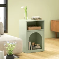HOMCOM Mesilla de Noche Estrecha con 2 Compartimentos Abiertos Diseño en Forma de Arco 40x30x60 cm Verde(m-8)