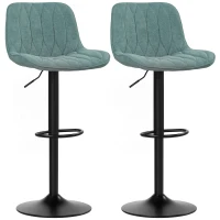 HOMCOM Set of Two Linen-Look Bar Stools - Blue(m-11)