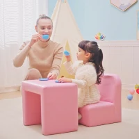 HOMCOM 2 In 1 Toddler Sofa Chair,  48 x 44 x 41 cm, for Game Relax Playroom, Pink(m-8)