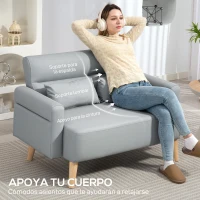 HOMCOM Sofá de 2 Plazas con Tapizado de Cuero Sintético Acolchado Grueso y Patas de Madera para Salón 117x78x78 cm Gris(m-5)