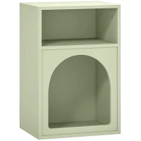 HOMCOM Mesilla de Noche Estrecha con 2 Compartimentos Abiertos Diseño en Forma de Arco 40x30x60 cm Verde(m-1)
