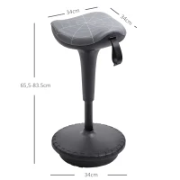 Vinsetto Bürohocker mit Schwenkfunktion, ergonomischer Hocker, höhenverstellbar 65,5-83,5 cm 120° neigbar Grau(m-3)