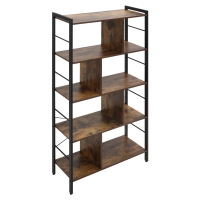 HOMCOM Bibliothèque étagère de rangement à 5 niveaux avec compartiments ouverts 74 x 30 x 157,5 cm brun rustique et noir