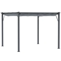 Outsunny Pérgola de Jardim 300x300x223 cm com Toldo de Poliéster Retrátil e Estrutura de Alumínio para Exterior Pátio Cinzento(m-1)