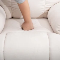 HOMCOM Sessel mit Aufstehhilfe, Massagesessel, Relaxsessel mit USB-Anschluss, Fernsehsessel mit Fernbedienung, Seitentasche, Neigebarer TV-Sessel mit Samtoptik, Beige(m-9)