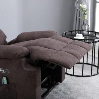 HOMCOM Relaxsessel mit Aufstehhilfe, 160° verstellbare Rückenlehen, Massage- und Wärmefunktion, 83 cm x 95 cm x 105 cm, Braun(m-10)