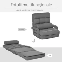 HOMCOM Fotoli Pat reglabil pe 5 nivele 78x62x70cm, gri(m-4)