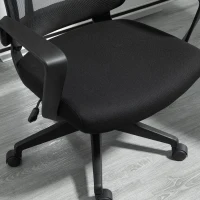 Vinsetto kantoorstoel hoofdsteun stoel voor kantoor aan huis in hoogte verstelbare bureaustoel ergonomisch 360° zwenkwielen kantoor schuimstof nylon zwart 62 x 62 x 113-122 cm(m-11)