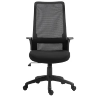 Vinsetto kantoorstoel hoofdsteun stoel voor kantoor aan huis in hoogte verstelbare bureaustoel ergonomisch 360° zwenkwielen kantoor schuimstof nylon zwart 62 x 62 x 113-122 cm(m-14)