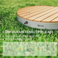 Outsunny Duș de Grădină Portabil cu Înălțime Până la 4 m și Jeturi de Apă Reglabile, Efect de Lemn(m-7)