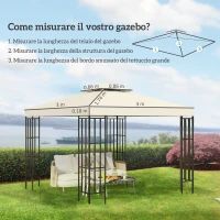 Outsunny Copertura per Gazebo da Giardino Tetto Sostitutivo Anti-UV Impermeabile in Poliestere 3x3m Crema(m-4)