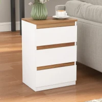 HOMCOM Pack de 2 Mesitas de Noche Estrechas de 3 Cajones Cajoneras para Salón Pasillo 40x30x59,5 cm Blanco(m-9)
