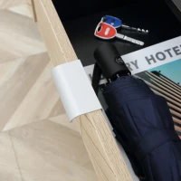 HOMCOM Mesa de Consola Estrecha con 2 Cajones Diseño de Líneas Talladas Estilo Moderna Negro y Roble(m-9)