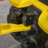 HOMCOM Trettraktor mit Anhänger, Werkzeug, Hupe, für Kinder ab 3 J., Metallrahmen, schwarz-gelb, 133 x 42 x 51 cm(m-9)
