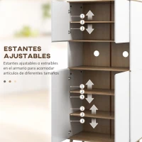 HOMCOM Alacena de Cocina con 4 Puertas Encimera para Microondas Estantes Ajustables Orificio de Cable y Patas de Madera Blanco(m-5)