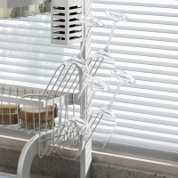 HOMCOM Escurreplatos de Acero de 2 Niveles para Fregadero con Soporte de Tabla de Corte y Cubiertos 100x30x54,5cm Blanco(m-9)