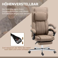 Vinsetto Bureaustoel met Massagefunctie, verstelbare rugleuning, uitschuifbare voetsteun, linnenlook, 65 x 61 x 113 cm, Bruin(m-5)