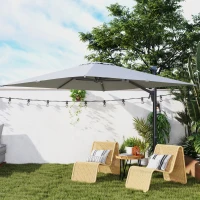 Outsunny Umbrelă Suspendată 3.6x3 m Rotativă și Inclinabilă Gri Deschis(m-9)