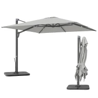 Outsunny Umbrelă Suspendată 3.6x3 m Rotativă și Inclinabilă Gri Deschis(m-10)